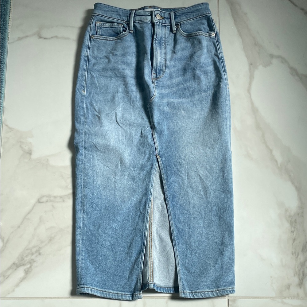 Good American Light Blue Denim Skirt